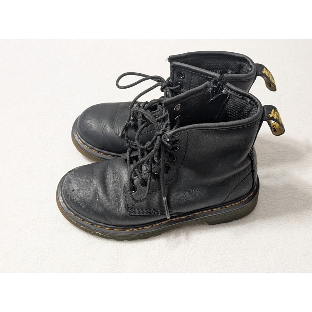 Dr. Martens 1460 T Black Leather Toddler Lace Up Side Zip Boots Size 13 US AW004